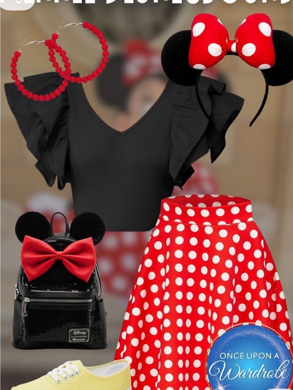 Red White Polka Dot Skater Skort Size Small Disney Minnie Mouse fit flare retro - Picture 4 of 11